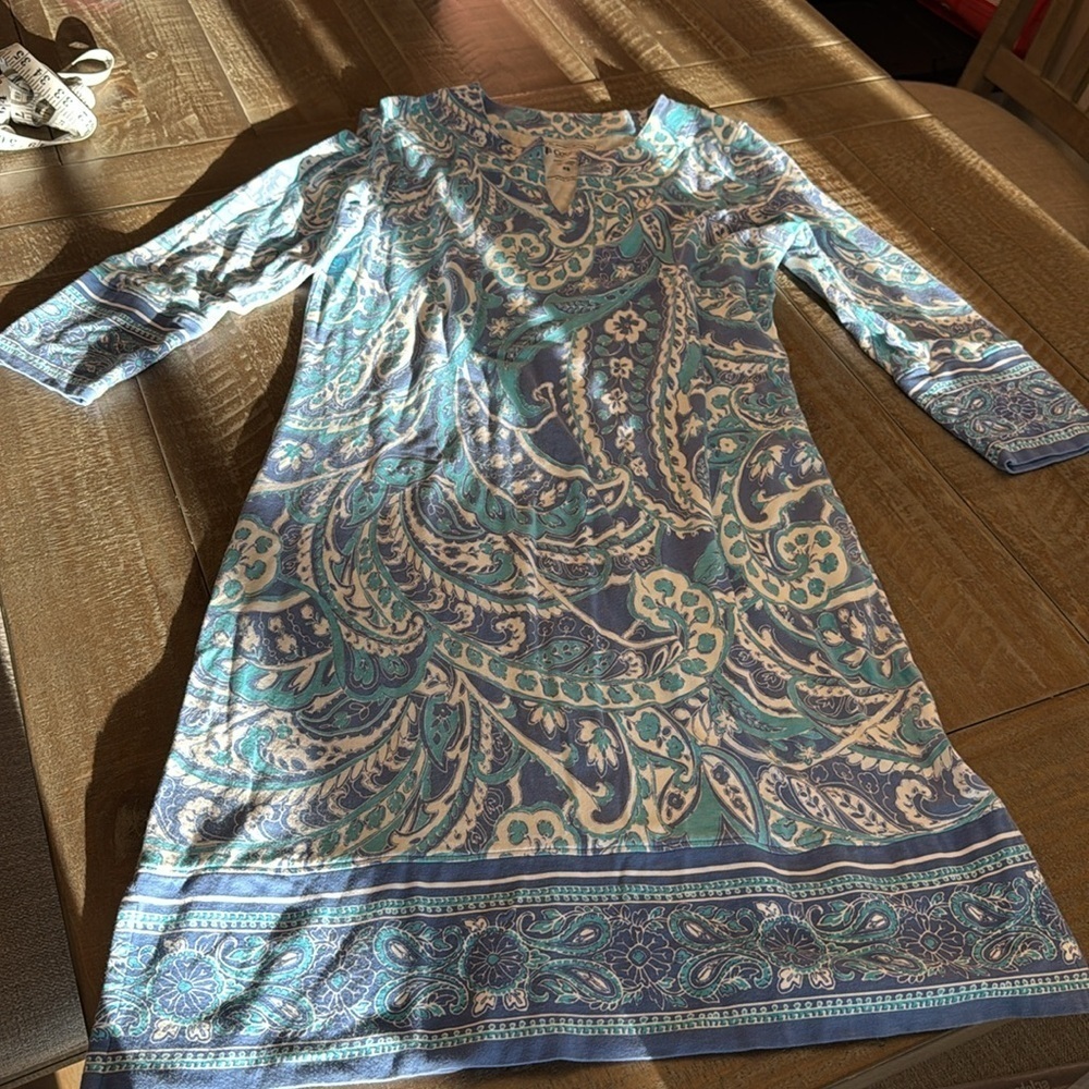 COOLIBAR oceanside tunic dress in aura blue summertime paisley - Picture 3 of 10
